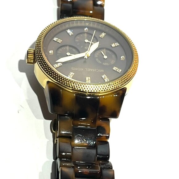Michael Kors Gold/Tortoise Watch MK5038 Day Date Chronograph main image 5